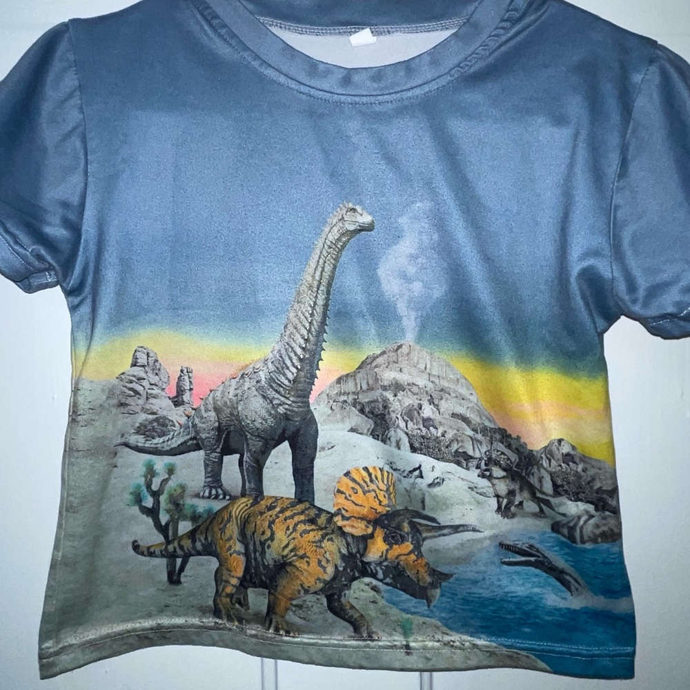 Dinosaur Print Kids Shirt - Blue